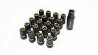 Wheel Mate Muteki HR38 Open End Lug Nuts 12x1.25 Black Chrome / Yellow Ring