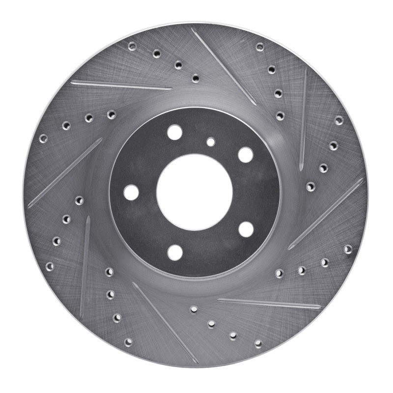 R1 2003-2023 Infiniti M35 Front Right Drilled & Slotted Silver Brake Rotor