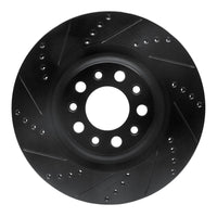 R1 2017-2025 Alfa Romeo Stelvio Rear Left Drilled & Slotted Black Brake Rotor
