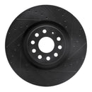 R1 2022+ Volkswagen GTI Mk 8 Front Right Drilled & Slotted Black Brake Rotor
