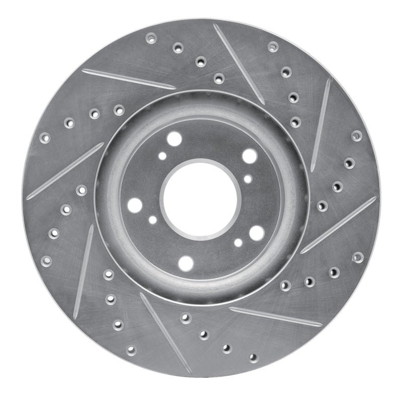 R1 2002-2015 Acura CSX Front Left Drilled & Slotted Silver Brake Rotor