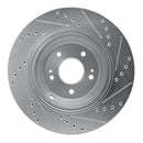 R1 Concepts Genesis G80 Rear Left Drilled & Slotted Silver Brake Rotor (2018-2023)