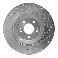 R1 Concepts Genesis G80 Rear Left Drilled & Slotted Silver Brake Rotor (2018-2023)