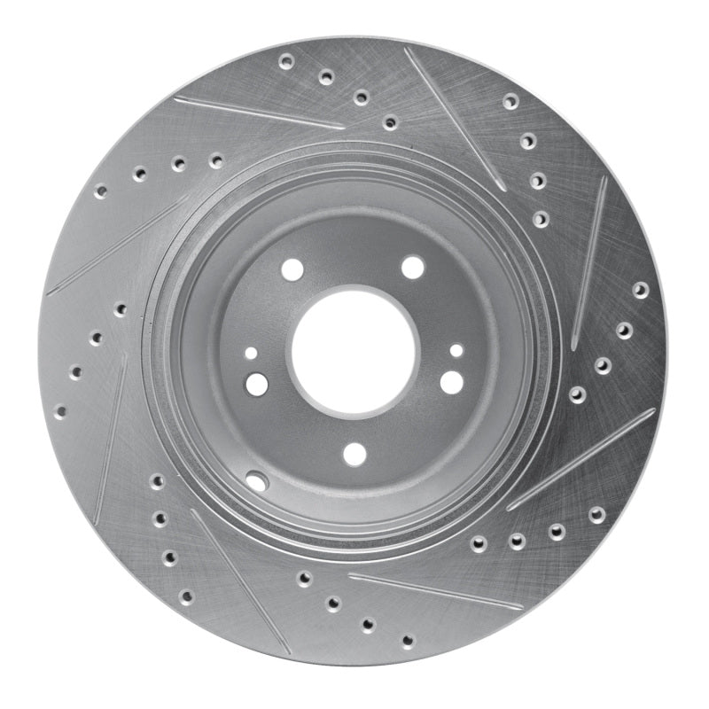 R1 Concepts Genesis G80 Rear Left Drilled & Slotted Silver Brake Rotor (2018-2023)