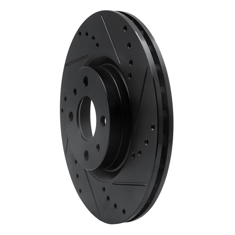 R1 2012-2019 Fiat 500E Front Right Drilled & Slotted Black Brake Rotor