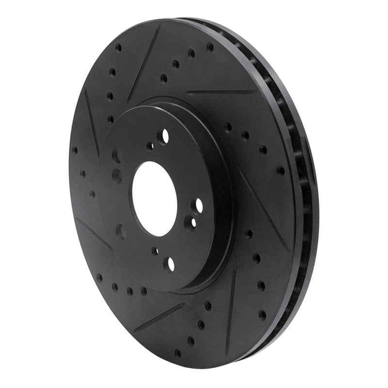 R1 1999-2014 Acura TL Front Left Drilled & Slotted Black Brake Rotor