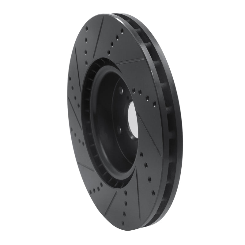 R1 2005-2020 Subaru Impreza Front Right Drilled & Slotted Black Brake Rotor
