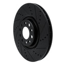 R1 2017-2025 Alfa Romeo Stelvio Front Right Drilled & Slotted Black Brake Rotor