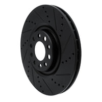 R1 2017-2025 Alfa Romeo Stelvio Front Right Drilled & Slotted Black Brake Rotor
