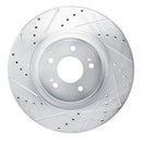 R1 Concepts Genesis G70 Front Left Drilled & Slotted Silver Brake Rotor (Part RNC631-21053L)