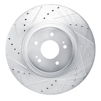 R1 Concepts Genesis G70 Front Left Drilled & Slotted Silver Brake Rotor (Part RNC631-21053L)