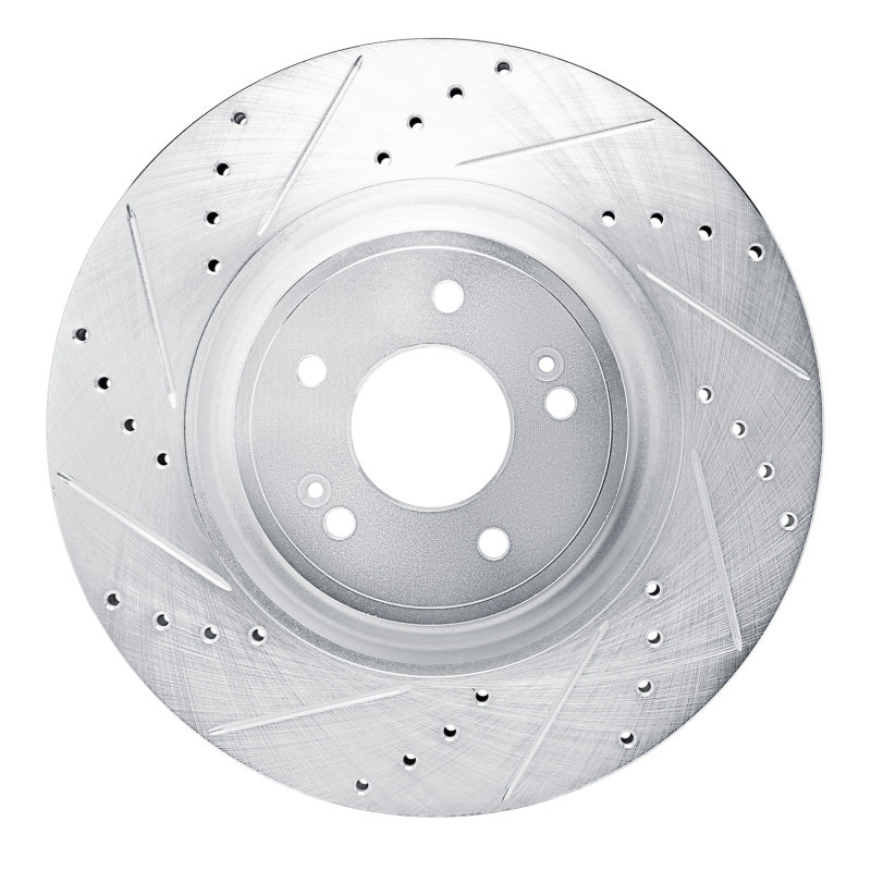 R1 Concepts Genesis G70 Front Left Drilled & Slotted Silver Brake Rotor (Part RNC631-21053L)