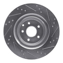 R1 2008-2025 Infiniti G37 Rear Left Drilled & Slotted Silver Brake Rotor