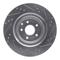 R1 2008-2025 Infiniti G37 Rear Left Drilled & Slotted Silver Brake Rotor