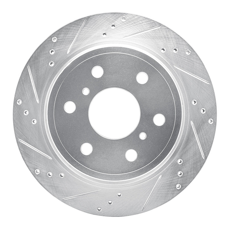 R1 Concepts Cadillac Escalade EXT Rear Left Drilled & Slotted Silver Brake Rotor (Part Number: RNC631-48053L)