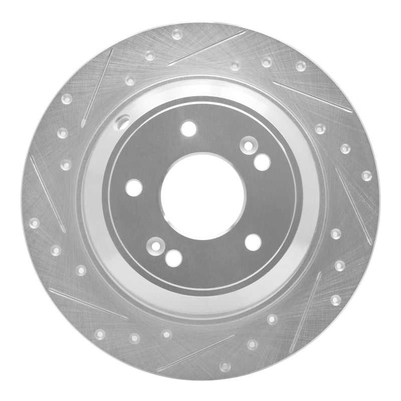 R1 Concepts Genesis G70 Rear Left Drilled & Slotted Silver Brake Rotor (Part Number: RNC631-21041L)