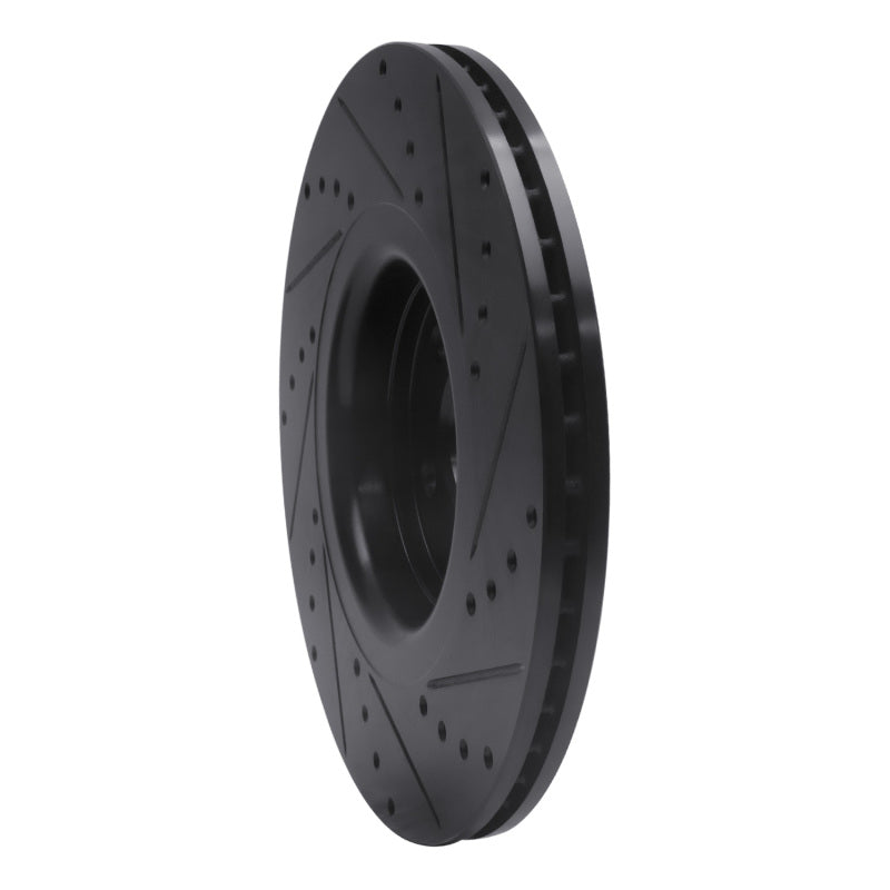 R1 2014-2019 Ford Focus Front Left Drilled & Slotted Black Brake Rotor