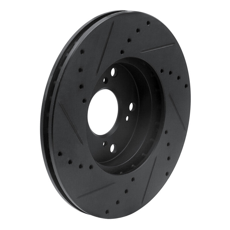 R1 1998-2022 Acura ILX Front Right Drilled & Slotted Black Brake Rotor