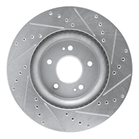 R1 Concepts Genesis G70 Front Left Drilled & Slotted Silver Brake Rotor (2018-2023)
