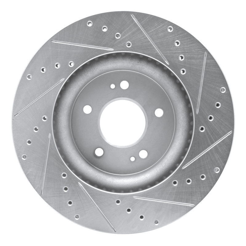 R1 Concepts Genesis G70 Front Left Drilled & Slotted Silver Brake Rotor (2018-2023)