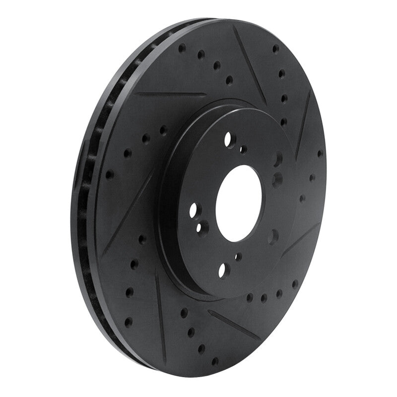 R1 1999-2014 Acura TL Front Right Drilled & Slotted Black Brake Rotor