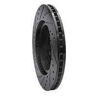 R1 2005-2023 Chrysler 300 Front Right Drilled & Slotted Black Brake Rotor