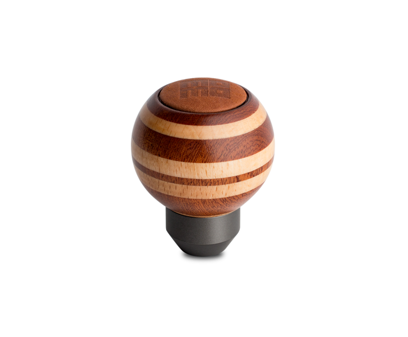 MOMO Targa Heritage Round Wood Shift Knob with Leather Insert - Layered Mahogany and Beechwood Finish