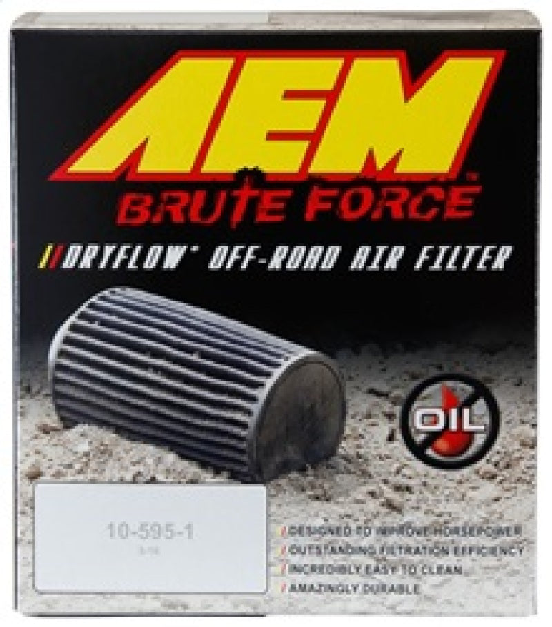 AEM Induction Brute Force Dryflow Conical Air Filter - 6-inch Base OD, 3.5-inch Flange ID, 5.25-inch Height