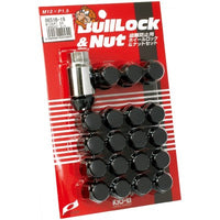 Project Kics Juego de 16 LUGS + 4 CERRADURAS Negro Bullock y Tuerca - 12X1.50