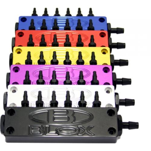 BLOX Racing Billet 6-Port Vacuum Manifold Kit - Black for Automotive Performance