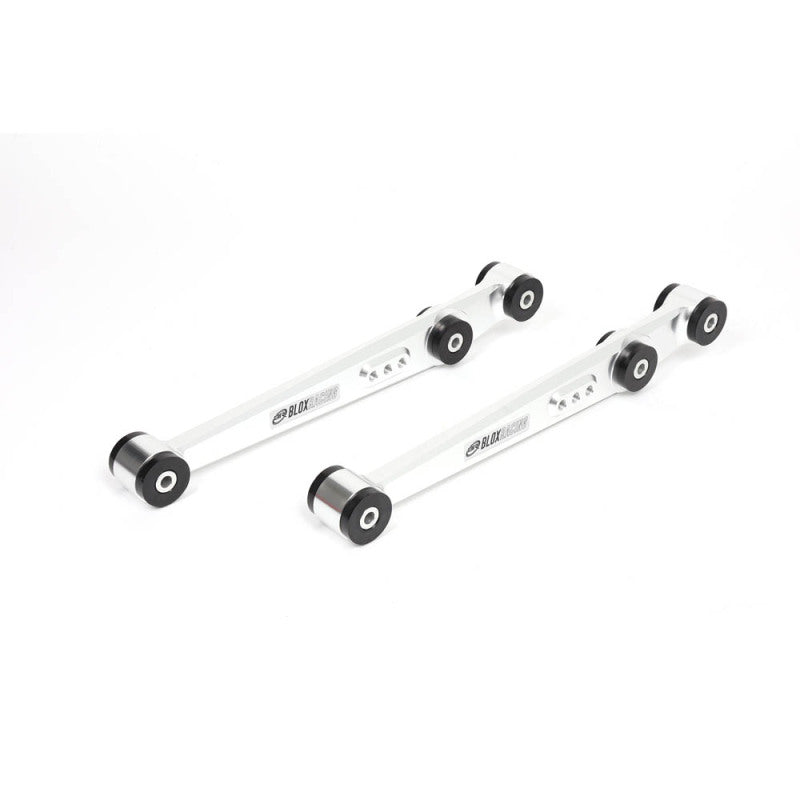 BLOX Racing V2 Billet Rear Lower Control Arms with Poly Bushings for 1996-2000 Honda Civic - Raw Finish