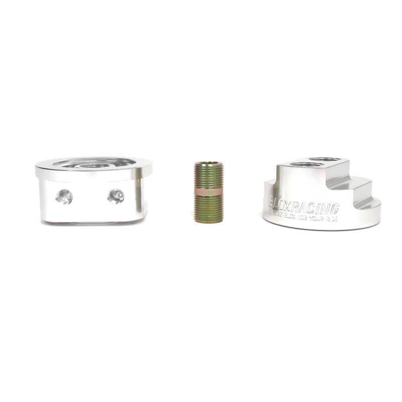BLOX Racing Remote Oil Filter Relocation Kit - Polished for Enhanced Engine Access