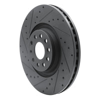 R1 2022+ Volkswagen GTI Mk 8 Front Left Drilled & Slotted Black Brake Rotor