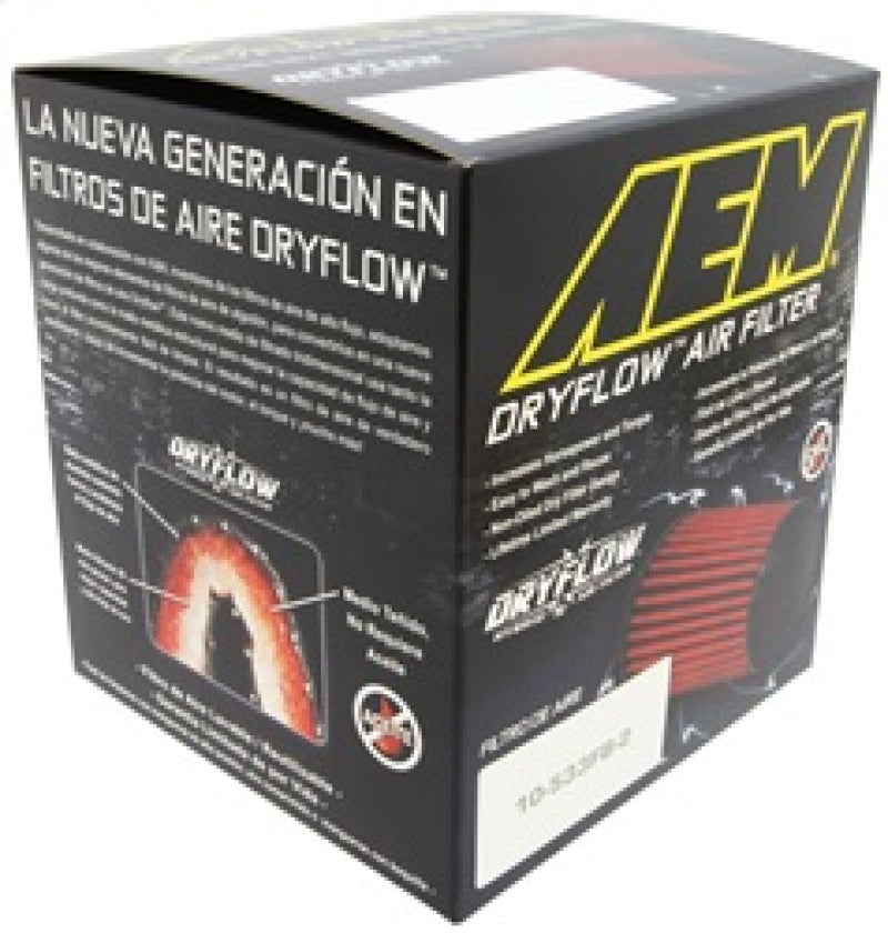 AEM Induction 3.25-inch DryFlow Short Neck 5-inch Element Filter - Universal Clamp-On Air Filter for Enhanced Performance