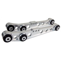 BLOX Racing V2 Billet Rear Lower Control Arms with Poly Bushings for 1996-2000 Honda Civic - Raw Finish