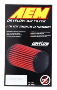 AEM Induction 21-2049DK Dryflow Universal Clamp-On Air Filter - 3.5 Inch Short Neck, 9 Inch Element