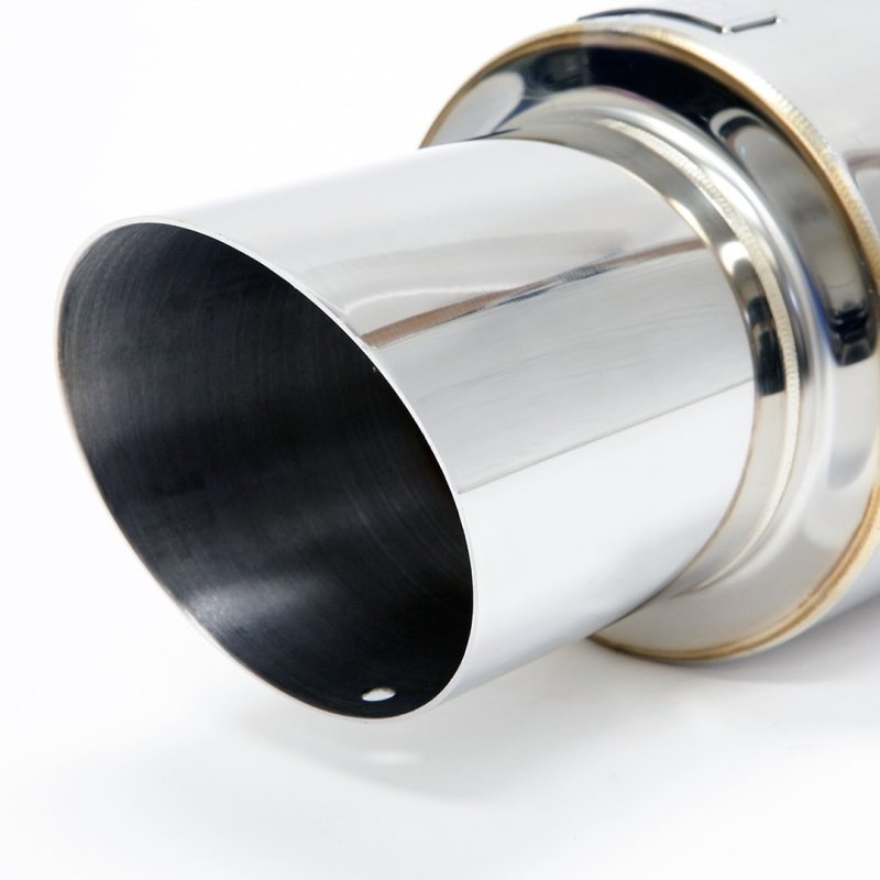 BLOX Racing 60.5mm Street Muffler with Angled Tip - Enhance Your Vehicle's Exhaust System