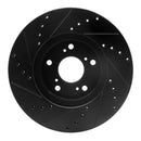 R1 1999-2014 Acura TL Front Right Drilled & Slotted Black Brake Rotor