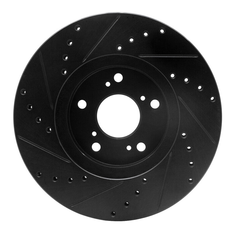 R1 1999-2014 Acura TL Front Right Drilled & Slotted Black Brake Rotor