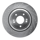 R1 Concepts Genesis G80 Rear Left Drilled & Slotted Silver Brake Rotor (2018-2023)