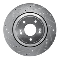 R1 Concepts Genesis G80 Rear Left Drilled & Slotted Silver Brake Rotor (2018-2023)