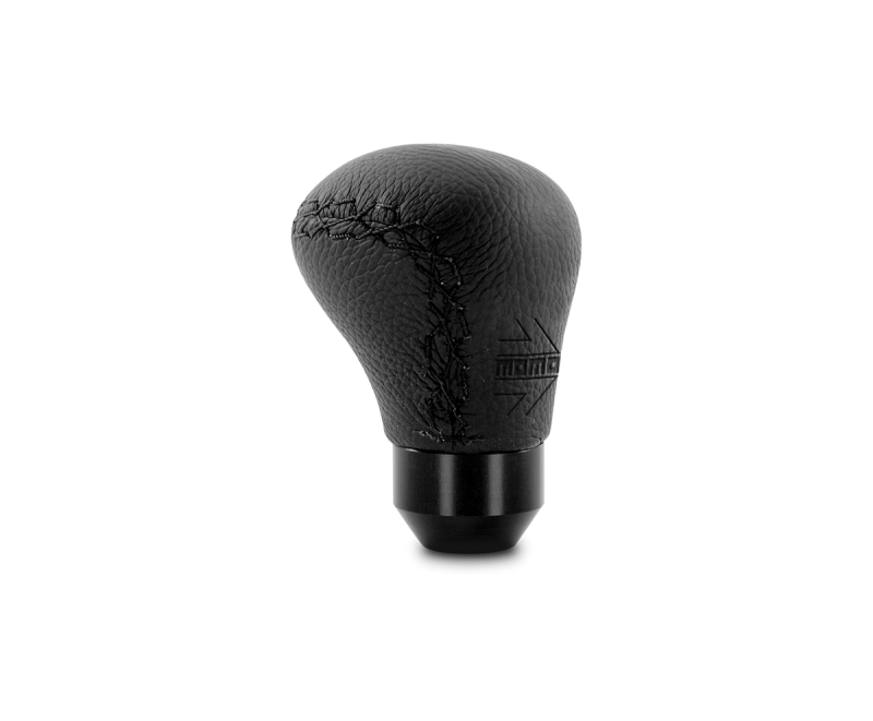 MOMO Anatomico Shift Knob - Black Leather with Black Stitching for Enhanced Driving Comfort