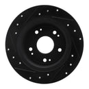 R1 2005-2022 Acura TSX Rear Right Drilled & Slotted Black Brake Rotor