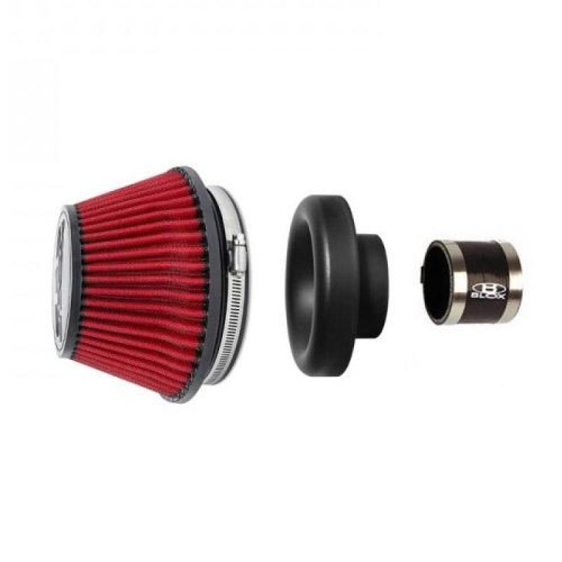 BLOX Racing Shorty Performance 5-inch Air Filter with 3.5-inch Velocity Stack and Coupler Kit - Black