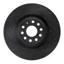 R1 2022+ Volkswagen GTI Mk 8 Front Left Drilled & Slotted Black Brake Rotor