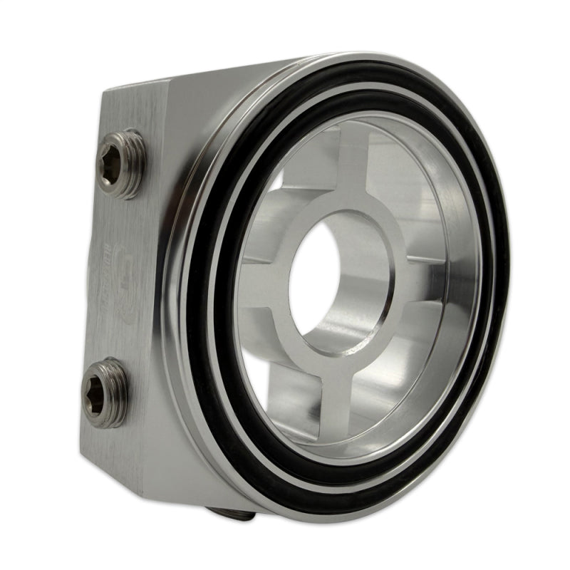 BLOX Racing Oil Filter Block Adapter Silver for Oil Pressure and Temperature Monitoring