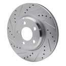 R1 2005-2023 Chrysler 300 Front Left Drilled & Slotted Silver Brake Rotor