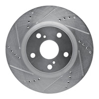 R1 Concepts Genesis G70 Front Left Drilled & Slotted Silver Brake Rotor (Part RNC631-21053L)