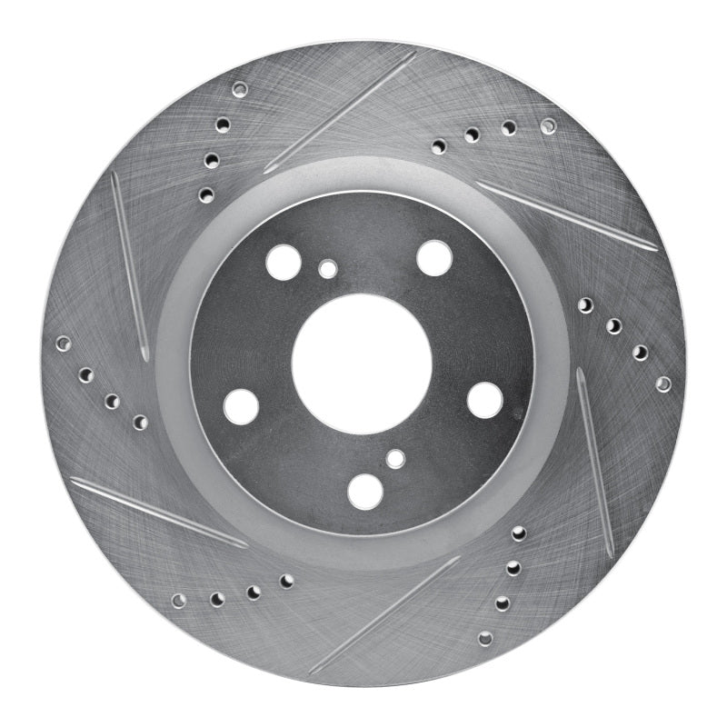 R1 Concepts Genesis G70 Front Left Drilled & Slotted Silver Brake Rotor (Part RNC631-21053L)