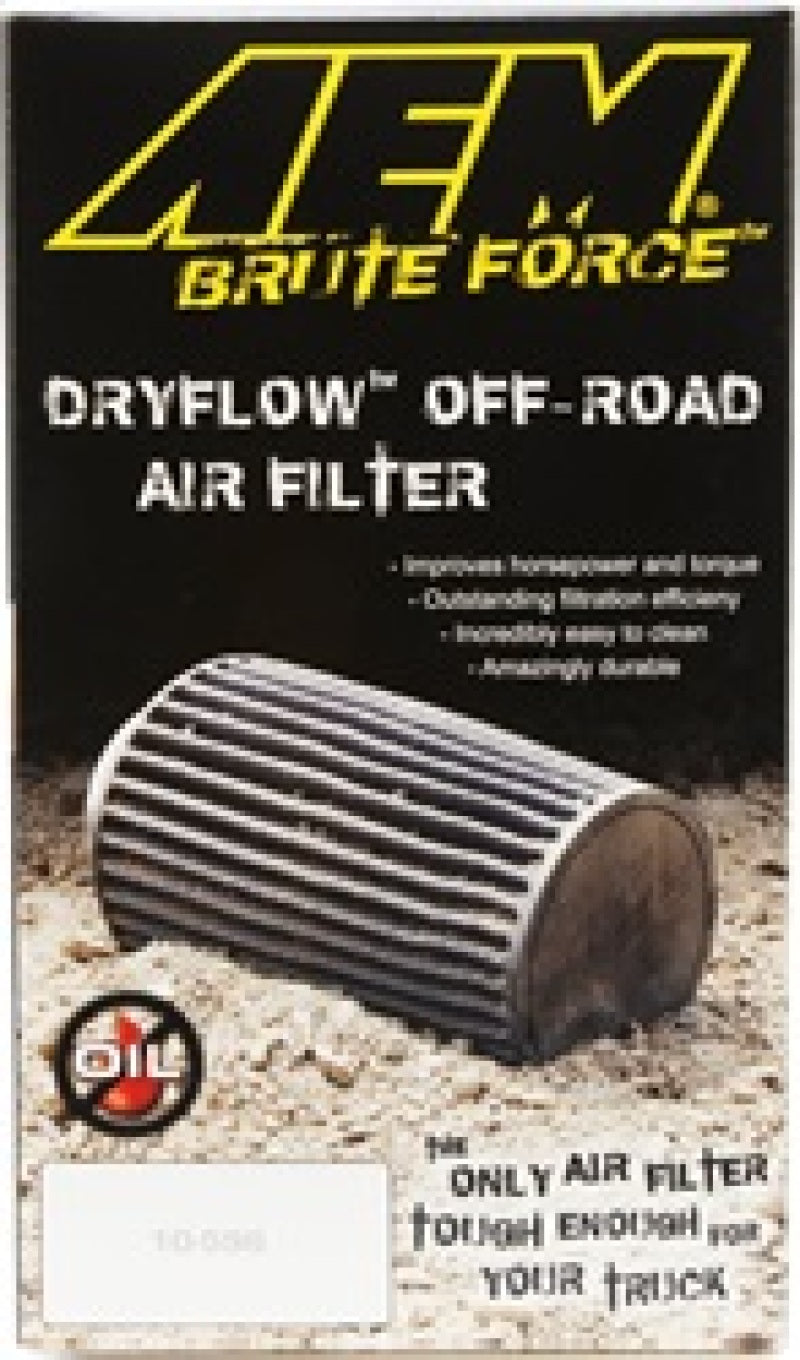 AEM Induction 3.5-Inch x 9-Inch Dryflow Conical Universal Air Filter - Reusable Synthetic Filter with Clamp-On Design